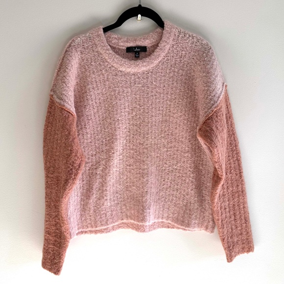 Lulus Sweaters - Lulus Colorblock Bouclé Sweater | Women’s M | Blush Pink Cozy Knit